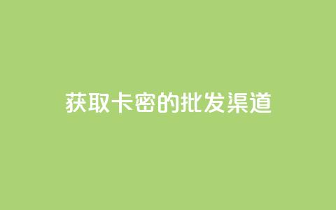 获取卡密的批发渠道  第1张 获取卡密的批发渠道  第1张