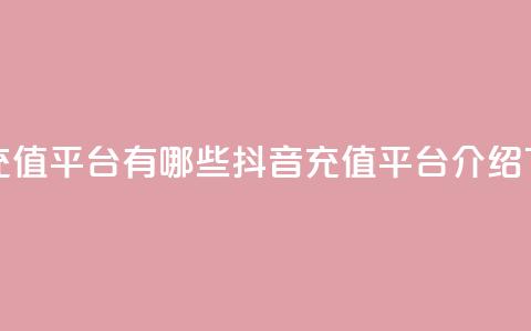 抖音充值平台有哪些(抖音充值平台介绍) 第1张 抖音充值平台有哪些(抖音充值平台介绍) 第1张