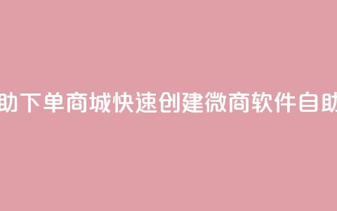 24小时微商软件自助下单商城(快速创建微商软件自助下单商城)  第1张