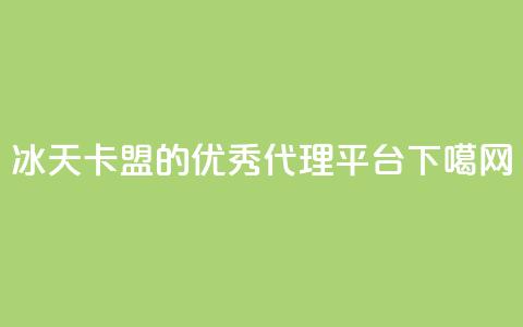 冰天卡盟的优秀代理平台  第1张 冰天卡盟的优秀代理平台  第1张