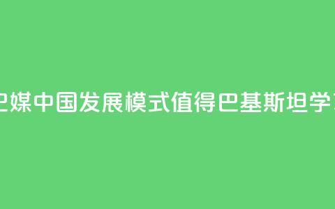 巴媒：中国发展模式值得巴基斯坦学习  第1张