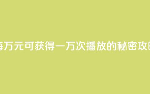 每万元可获得一万次播放的秘密攻略  第1张