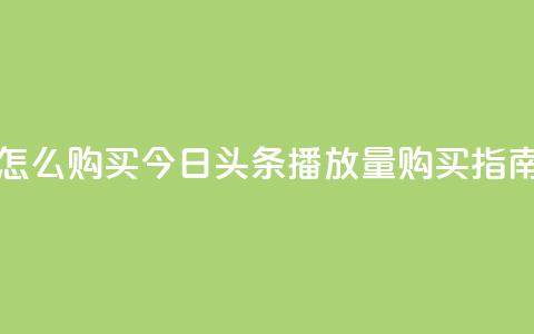 今日头条的播放量怎么购买 - 今日头条播放量购买指南与技巧分享! 第1张 今日头条的播放量怎么购买 - 今日头条播放量购买指南与技巧分享! 第1张