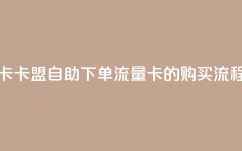 卡盟自助下单流量卡 - 卡盟自助下单流量卡的购买流程及注意事项~ 第1张 卡盟自助下单流量卡 - 卡盟自助下单流量卡的购买流程及注意事项~ 第1张