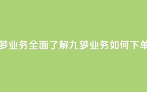 下单九梦业务-全面了解九梦业务如何下单  第1张