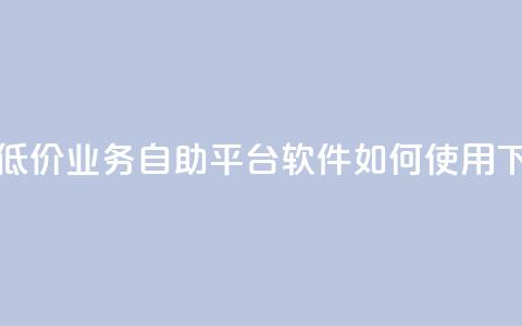 快手低价业务自助平台软件如何使用  第1张