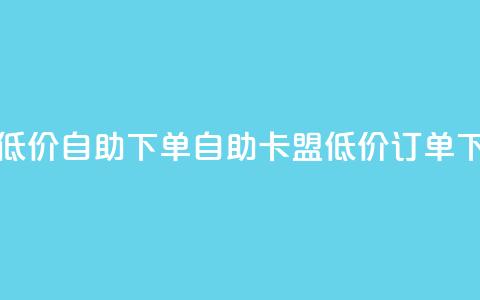 卡盟低价自助下单(自助卡盟低价订单) 第1张 卡盟低价自助下单(自助卡盟低价订单) 第1张