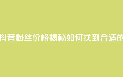 抖音粉丝的价格 - 抖音粉丝价格揭秘:如何找到合适的购买方式!  第1张 抖音粉丝的价格 - 抖音粉丝价格揭秘:如何找到合适的购买方式!  第1张