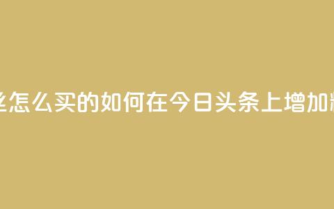 今日头条粉丝怎么买的(如何在今日头条上增加粉丝数) 第1张 今日头条粉丝怎么买的(如何在今日头条上增加粉丝数) 第1张