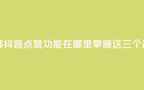 抖音点赞在哪哪 - 抖音点赞功能在哪里?掌握这三个简单步骤!~  第1张 抖音点赞在哪哪 - 抖音点赞功能在哪里?掌握这三个简单步骤!~  第1张
