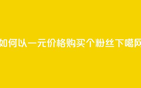 如何以一元价格购买3000个粉丝  第1张 如何以一元价格购买3000个粉丝  第1张