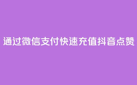 通过微信支付快速充值抖音点赞 第1张 通过微信支付快速充值抖音点赞 第1张