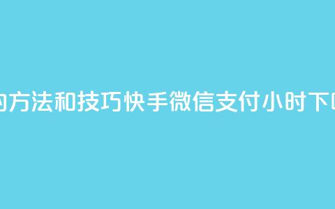 丝的方法和技巧 - 快手微信支付24小时 第1张 丝的方法和技巧 - 快手微信支付24小时 第1张