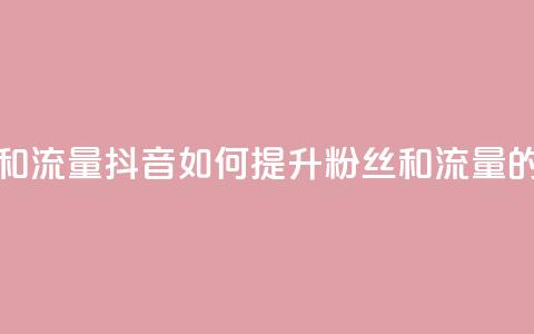 抖音怎么涨粉丝和流量 - 抖音如何提升粉丝和流量的最佳策略~  第1张