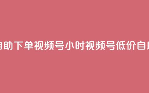 24小时低价自助下单视频号(24小时视频号低价自助下单攻略) 第1张 24小时低价自助下单视频号(24小时视频号低价自助下单攻略) 第1张