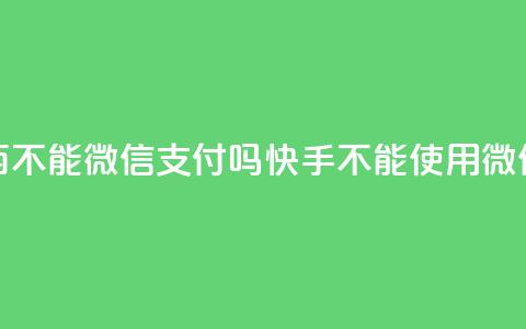 快手买东西不能微信支付吗(快手不能使用微信支付购物)  第1张