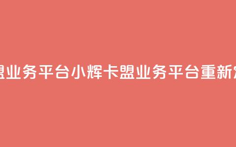 卡盟qq业务平台小辉(qq卡盟业务平台重新定义)  第1张 卡盟qq业务平台小辉(qq卡盟业务平台重新定义)  第1张
