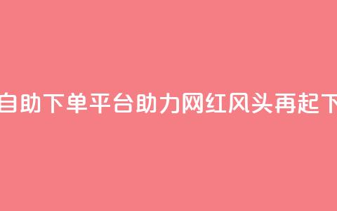 热门自助下单平台助力网红风头再起  第1张