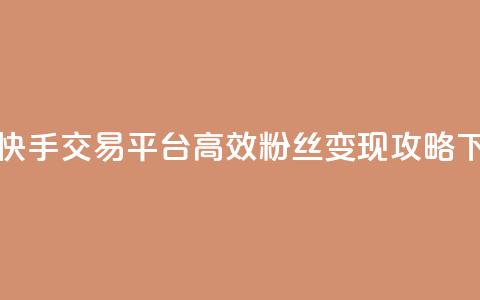 抖音快手交易平台：高效粉丝变现攻略  第1张
