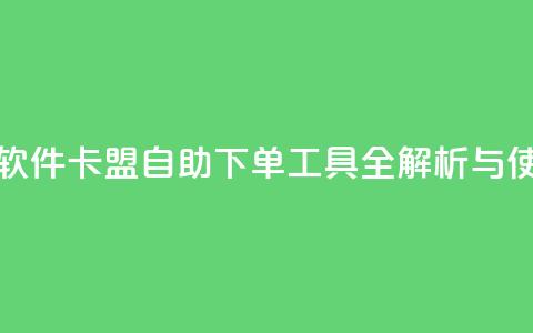 卡盟自助下单软件 - 卡盟自助下单工具全解析与使用指南。  第1张