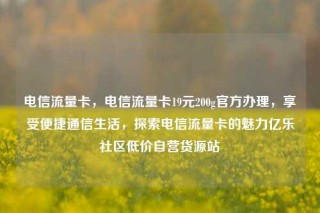 电信流量卡,电信流量卡19元200g官方办理,享受便捷通信生活,探索电信流量卡的魅力亿乐社区低价自营货源站