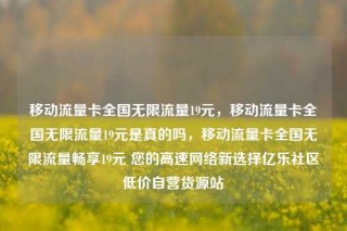 移动流量卡全国无限流量19元,移动流量卡全国无限流量19元是真的吗,移动流量卡全国无限流量畅享19元 您的高速网络新选择亿乐社区低价自营货源站