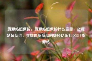 货源站超低价,货源站超低价什么意思,货源站超低价,寻找优质商品的捷径亿乐社区SUP货源站