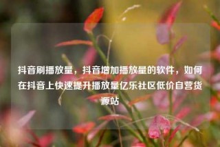 抖音刷播放量,抖音增加播放量的软件,如何在抖音上快速提升播放量亿乐社区低价自营货源站