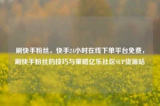 刷快手粉丝，快手24小时在线下单平台免费，刷快手粉丝的技巧与策略亿乐社区SUP货源站