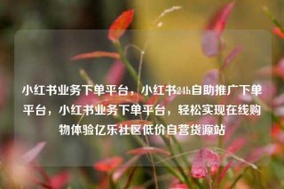 小红书业务下单平台,小红书24h自助推广下单平台,小红书业务下单平台,轻松实现在线购物体验亿乐社区低价自营货源站