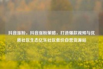抖音涨粉,抖音涨粉策略,打造爆款视频与优质社区生态亿乐社区低价自营货源站