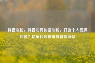 抖音涨粉，抖音如何快速涨粉，打造个人品牌利器？亿乐社区低价自营货源站