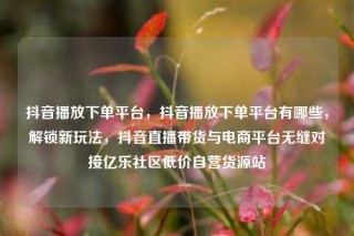 抖音播放下单平台,抖音播放下单平台有哪些,解锁新玩法,抖音直播带货与电商平台无缝对接亿乐社区低价自营货源站