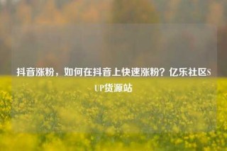 抖音涨粉,如何在抖音上快速涨粉?亿乐社区SUP货源站