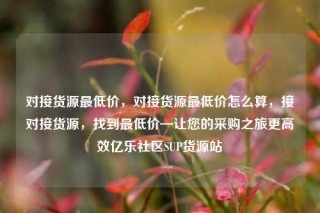 对接货源最低价,对接货源最低价怎么算,接对接货源,找到最低价—让您的采购之旅更高效亿乐社区SUP货源站
