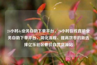 24小时dy业务自助下单平台,24小时在线直销业务自助下单平台,简化流程、提高效率的新选择亿乐社区低价自营货源站