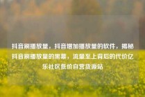 抖音刷播放量,抖音增加播放量的软件,揭秘抖音刷播放量的黑幕,流量至上背后的代价亿乐社区低价自营货源站