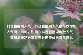 抖音直播刷人气,抖音直播刷人气票可以增加人气吗,揭秘,如何在抖音直播中刷取人气—策略与技巧分享亿乐社区低价自营货源站