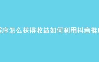 抖音推广小程序怎么获得收益(如何利用抖音推广小程序赚钱)