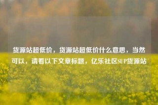 货源站超低价,货源站超低价什么意思,当然可以,请看以下文章标题,亿乐社区SUP货源站