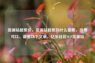 货源站超低价,货源站超低价什么意思,当然可以,请看以下文章,亿乐社区SUP货源站