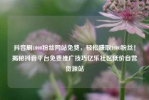 抖音刷1000粉丝网站免费，轻松赚取1000粉丝！揭秘抖音平台免费推广技巧亿乐社区低价自营货源站