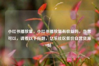 小红书播放量,小红书播放量有收益吗,当然可以,请看以下标题,亿乐社区低价自营货源站