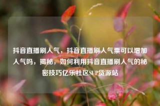 抖音直播刷人气,抖音直播刷人气票可以增加人气吗,揭秘,如何利用抖音直播刷人气的秘密技巧亿乐社区SUP货源站