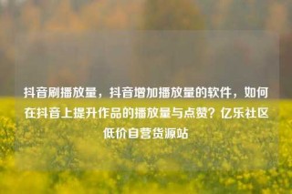 抖音刷播放量,抖音增加播放量的软件,如何在抖音上提升作品的播放量与点赞?亿乐社区低价自营货源站