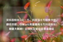 买抖音粉丝10元一万，抖音买十万粉多少钱，赚钱攻略，仅需10元就能拥有十万抖音粉丝！秘籍大揭秘！亿乐社区低价自营货源站