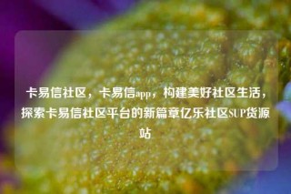 卡易信社区,卡易信app,构建美好社区生活,探索卡易信社区平台的新篇章亿乐社区SUP货源站