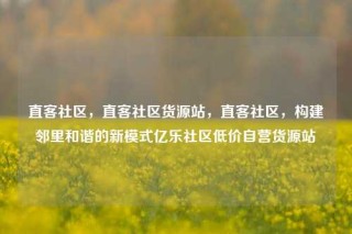 直客社区,直客社区货源站,直客社区,构建邻里和谐的新模式亿乐社区低价自营货源站