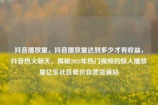抖音播放量,抖音播放量达到多少才有收益,抖音热火朝天,揭秘2023年热门视频的惊人播放量亿乐社区低价自营货源站