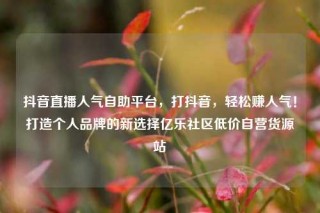 抖音直播人气自助平台,打抖音,轻松赚人气!打造个人品牌的新选择亿乐社区低价自营货源站